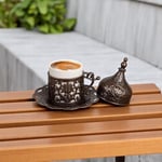 Alisveristime (1 Adet Türk Yunan Arap Kahvesi Espresso Fincanı Tabağı (Lale) (Antik Bakır)