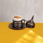 Alisveristime (1 Adet Türk Yunan Arap Kahvesi Espresso Fincanı Tabağı (Lale) (Antik Bakır)