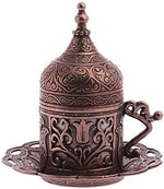 Alisveristime (1 Adet Türk Yunan Arap Kahvesi Espresso Fincanı Tabağı (Lale) (Antik Bakır)