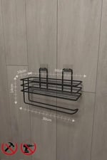 Alper Banyo 2’li Yapışkanlı Siyah Mutfak Organizer Seti, Metal Baharatlık ve Yağlık Raf, Kağıt Havluluklu Alt Raf, Delmeden Kolay Kurulumlu Mutfak Düzenleyici