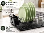 Alper Banyo Ömür Boyu Paslanmaz Siyah Bulaşıklık Bulaşık Süzgeci Tek Katlı Tabaklık Termo Plastik Kaplama