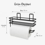 Alper Banyo Yapışkanlı Siyah Raflı Solo Havlu Askısı, Delmeden Montaj Banyo ve Mutfak Duvar Tipi Havluluk Organizer