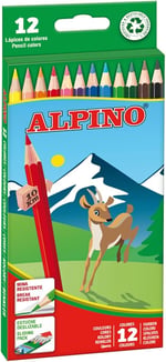Alpino Renkli kalemler 12 adet | çocuk boya kalemi | parlak ve canlı renklerle çizim ve boyama | okul malzemeleri | boya kalemi kutusu