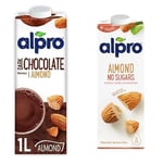 Alpro Badem Bitter Çikolata İçeceği 1L ve Alpro Şekersiz Badem Bitki Bazlı İçecek 1 L