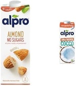 Alpro Şekersiz Badem Bitki Bazlı İçecek 1 L ve Alpro Şekersiz Hindistan Cevizi Bitki Bazlı İçecek 1 L