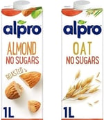 Alpro şekersiz bitkisel içecek seti (Badem ve yulaf, 2 x 1 L)
