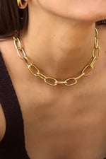 Altın Kaplama Bayan Zincir Kolye Gold 43 cm arenNM302