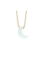 Altın Sepeti Rose Gold Beyaz Opal Ay Kolye