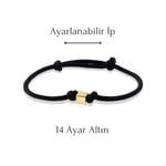 Altınköşe Altın Küp Siyah İpli Bileklik 14 Ayar, Sevgililer Günü Hediye Bileklik, Sevgiliye Hediye