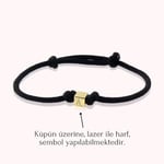Altınköşe Altın Küp Siyah İpli Bileklik 14 Ayar, Sevgililer Günü Hediye Bileklik, Sevgiliye Hediye