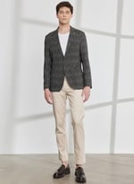 ALTINYILDIZ CLASSICS Erkek Haki Slim Fit Dar Kesim Mono Yaka Kazayağı Desenli Blazer Ceket