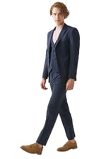 ALTINYILDIZ CLASSICS, Erkek Lacivert Slim Fit Dar Kesim Mono Yaka Düz Yelekli Klasik Takım Elbise, Lacivert, 46-6 Drop