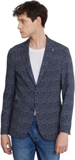 ALTINYILDIZ CLASSICS Erkek Lacivert Slim Fit Dar Kesim Mono Yaka Kazayağı Desenli Blazer Ceket, Lacivert, 46-6 Drop