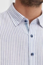 ALTINYILDIZ CLASSICS Slim Fit Dar Kesim Gizli Düğme Yaka%100 Pamuk Baskılı Gömlek