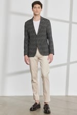 ALTINYILDIZ CLASSICS Slim Fit Dar Kesim Mono Yaka Kazayağı Desenli Ceket
