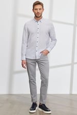 ALTINYILDIZ CLASSICS Slim Fit Dar Kesim Gizli Düğme Yaka%100 Pamuk Baskılı Gömlek