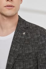 ALTINYILDIZ CLASSICS Slim Fit Dar Kesim Mono Yaka Kazayağı Desenli Ceket