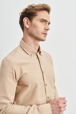 ALTINYILDIZ CLASSICS Slim Fit Dar Kesim Düğmeli Yaka%100 Pamuk Desenli Gömlek