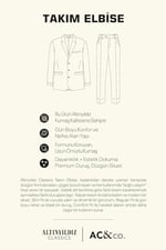 ALTINYILDIZ CLASSICS Slim Fit Dar Kesim Mono Yaka Yünlü Desenli Takım Elbise, Lacivert, 56-6 Drop