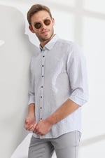ALTINYILDIZ CLASSICS Slim Fit Dar Kesim Gizli Düğme Yaka%100 Pamuk Baskılı Gömlek