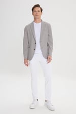 ALTINYILDIZ CLASSICS Slim Fit Dar Kesim Mono Yaka Desenli Blazer Ceket