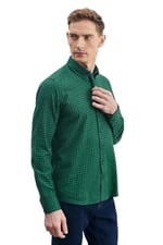 ALTINYILDIZ CLASSICS Slim Fit Dar Kesim Düğmeli Yaka Pötikareli Flanel Oduncu Gömlek