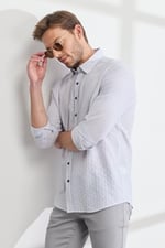 ALTINYILDIZ CLASSICS Slim Fit Dar Kesim Gizli Düğme Yaka%100 Pamuk Baskılı Gömlek