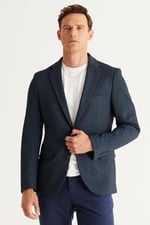 ALTINYILDIZ CLASSICS Slim Fit Dar Kesim Mono Yaka Diagonal Desenli Ceket