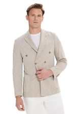 ALTINYILDIZ CLASSICS Slim Fit Dar Kesim Kırlangıç Yaka Pamuklu Desenli Blazer Ceket