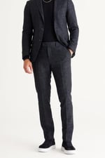 ALTINYILDIZ CLASSICS Slim Fit Dar Kesim Mono Yaka Yünlü Desenli Takım Elbise, Lacivert, 56-6 Drop