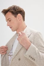 ALTINYILDIZ CLASSICS Slim Fit Dar Kesim Kırlangıç Yaka Pamuklu Desenli Blazer Ceket
