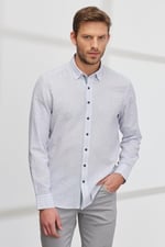 ALTINYILDIZ CLASSICS Slim Fit Dar Kesim Gizli Düğme Yaka%100 Pamuk Baskılı Gömlek