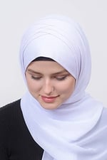 Altobeh Pileli Çapraz Tela Bantlı Pratik Tesettür Şifon Şal