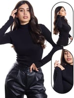 Alya UNDERWEAR, Kaşkorse, Balıkçı Yaka Tam Boğazlı Body Sweatshirt