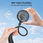 Amacool 2600mAh Pille Çalışan Boyun Fanı, Boyun Bantlı ve 6 Hızlı Taşınabilir USB Fan Ev Ofis Seyahat Dış Mekan Sporları için (Siyah)