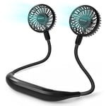 Amacool 2600mAh Pille Çalışan Boyun Fanı, Boyun Bantlı ve 6 Hızlı Taşınabilir USB Fan Ev Ofis Seyahat Dış Mekan Sporları için (Siyah)