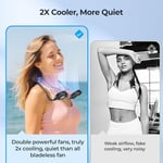Amacool 2600mAh Pille Çalışan Boyun Fanı, Boyun Bantlı ve 6 Hızlı Taşınabilir USB Fan Ev Ofis Seyahat Dış Mekan Sporları için (Siyah)