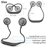 Amacool 2600mAh Pille Çalışan Boyun Fanı, Boyun Bantlı ve 6 Hızlı Taşınabilir USB Fan Ev Ofis Seyahat Dış Mekan Sporları için (Siyah)