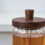 AmberHaus 450 ml Akasya Ahşap Kapaklı ve Kaşıklı Cam Bal Kavanozu - Vakumlu Kahvaltılık Bal, Reçel ve Pekmez Saklama Kabı - Sofralar İçin Doğal Cam Sunumluk