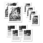 Americanflat 10 Parça Beyaz Galeri Duvar Resim Çerçevesi Seti 8x10, 5x7 ve 4x6. Kırılmaya Dayanıklı Cam. Duvar veya Masa için Resim Çerçeveleri - Asma Don - Seçenekler: 7'li Paket, 10'lu Paket, Modern