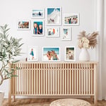 Americanflat 10 Parça Beyaz Galeri Duvar Resim Çerçevesi Seti 8x10, 5x7 ve 4x6. Kırılmaya Dayanıklı Cam. Duvar veya Masa için Resim Çerçeveleri - Asma Don - Seçenekler: 7'li Paket, 10'lu Paket, Modern
