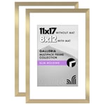 Americanflat 11x17 Resim Çerçevesi 2 inç Altın Seti - Mat veya 11x17 Çerçeve ile 8x12 Resim Çerçevesi olarak kullanın - Yatay veya Dikey Ekran için Pleksiglas Kapaklı Kolaj Resim Çerçeveleri