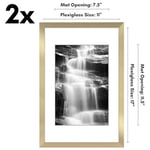 Americanflat 11x17 Resim Çerçevesi 2 inç Altın Seti - Mat veya 11x17 Çerçeve ile 8x12 Resim Çerçevesi olarak kullanın - Yatay veya Dikey Ekran için Pleksiglas Kapaklı Kolaj Resim Çerçeveleri