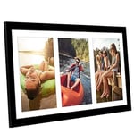 Americanflat 20 x 41 cm resim çerçevesi kolaj - Üç adet 13 x 18 cm fotoğrafı duvarınızda gösterin - ailenin birden fazla resmi için resim çerçevesi - kırılmaz camlı kompozit ahşap - siyah