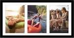 Americanflat 20 x 41 cm resim çerçevesi kolaj - Üç adet 13 x 18 cm fotoğrafı duvarınızda gösterin - ailenin birden fazla resmi için resim çerçevesi - kırılmaz camlı kompozit ahşap - siyah
