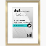 Americanflat 6x8 Altın Resim Çerçevesi - Mat veya 6x8 Çerçeve Mat ile 4x6 Resim Çerçevesi olarak kullanın - Duvar veya Masa Üstü Ekran için Kı - Seçenekler: 1 Paket, 1 adet, 2 adet, 2'li Paket, Modern