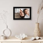Americanflat 6x9 Siyah Resim Çerçevesi - Duvar veya Masa Üstü Ekran için Kırılmaya Dayanıklı Cam, Asma Donanımı ve Şövale ile Tasarlanmış Ahşap Fotoğraf Çerçevesi