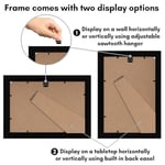 Americanflat 6x9 Siyah Resim Çerçevesi - Duvar veya Masa Üstü Ekran için Kırılmaya Dayanıklı Cam, Asma Donanımı ve Şövale ile Tasarlanmış Ahşap Fotoğraf Çerçevesi