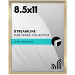 Americanflat 8,5 x 11 Altın Resim Çerçevesi - Kırılmaya Dayanıklı Camlı İnce Kenarlıklı Fotoğraf Çerçevesi - Duvar ve Masa Üstü için Yatay ve Dikey Formatlar