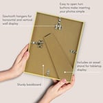 Americanflat 8,5 x 11 Altın Resim Çerçevesi - Kırılmaya Dayanıklı Camlı İnce Kenarlıklı Fotoğraf Çerçevesi - Duvar ve Masa Üstü için Yatay ve Dikey Formatlar
